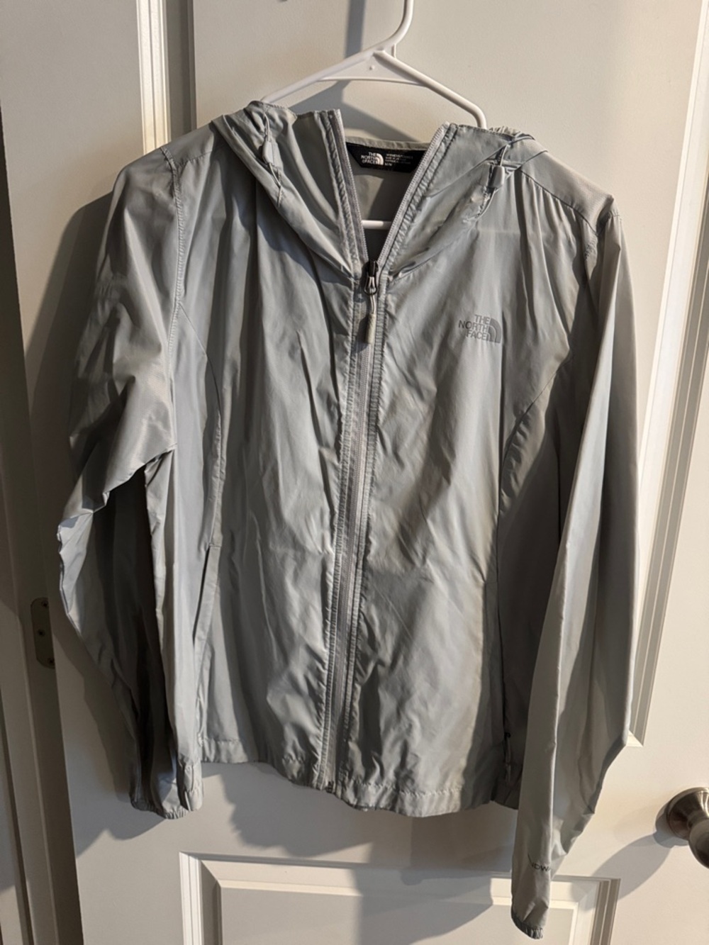 The North Face Pale Gray Hooded Zip Windbreaker